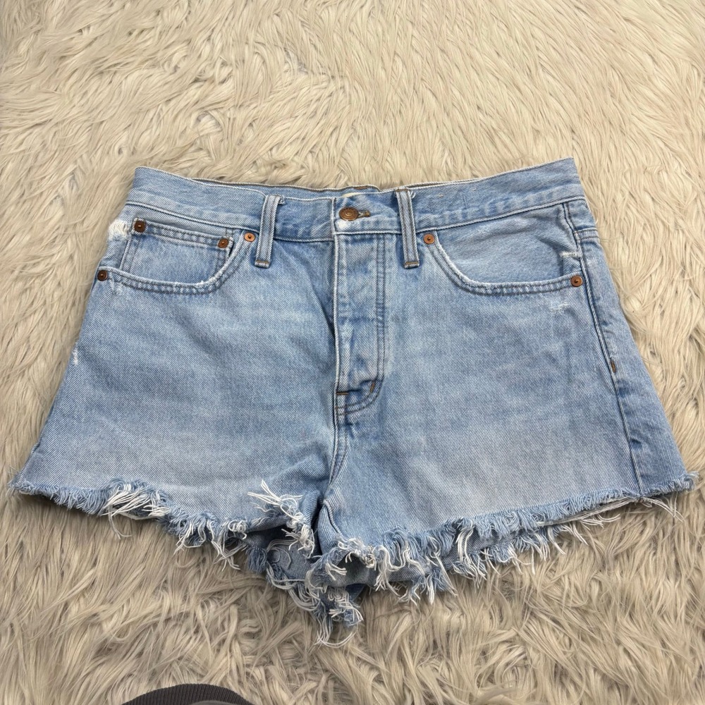 Madewell Women's 27 Light Was Cut Off Relaxed Denim Shorts Button Fly Classic